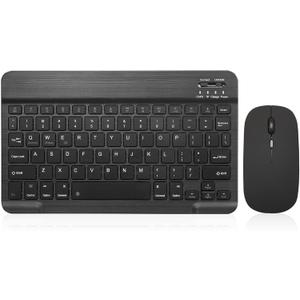 Bluetooth Keyboard and Mouse Combo Rechargeable Portable Wireless Keyboard Mouse Set for Apple iPad iPhone iOS 13 and Above Samsung Tablet Phone Smartphone Android Windows (10 inch Black)