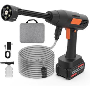 Cordless Pressure Washer Battery Powered 1100PSI Portable Power Washer Gun with 6-in-1 Nozzle & Foam Cannon, 21V 3.0Ah Electric Handheld High Pressure Cleaning for Car Patio