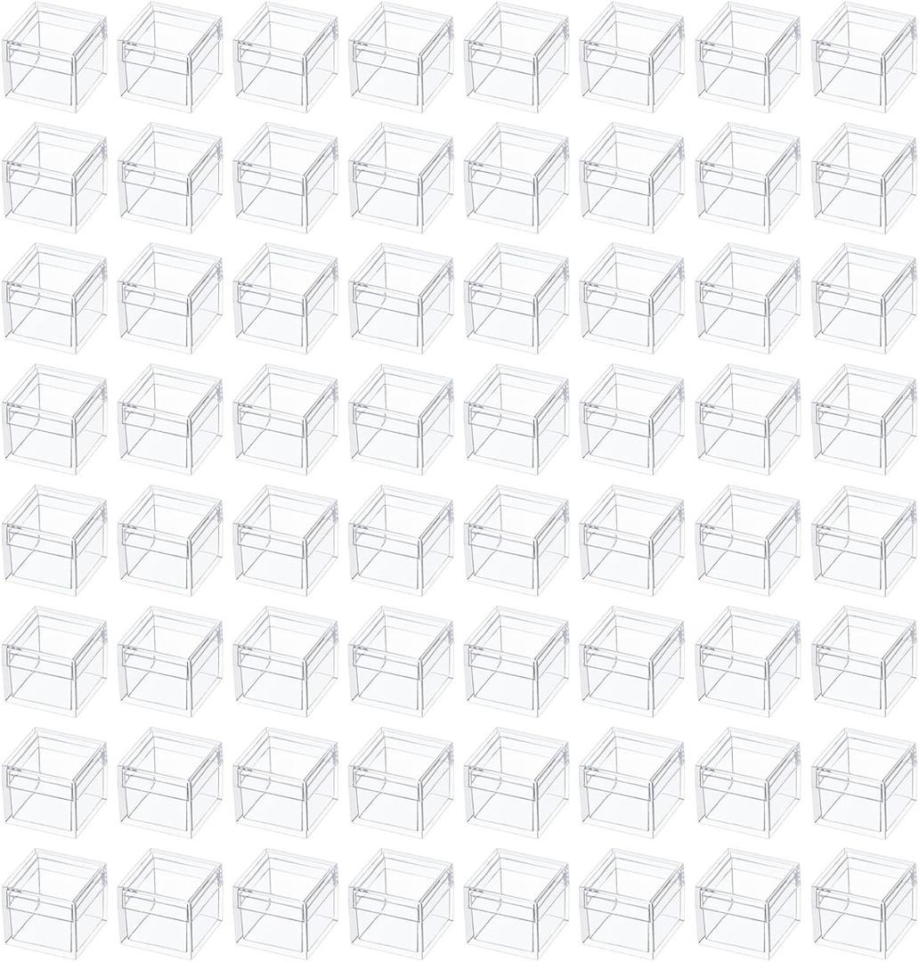 Mini Acrylic Box with Lid, 100 Pack 0.9x0.9x0.7 Inch Small Jewelry Acrylic Display Container Tiny Plastic Square Cube Storage Box for Candy, Pill and Jewelry