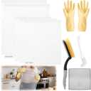 XANGNIER 9 Pack Oven Rack Cleaning Bags Kit with Brush,No Cleaner Included,Simple to Use,No Messy Hands Reusable Leakproof Soaking Cleaner Bags for Removable Metal Rack,BBQ Grills,Grill Grate