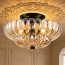 Semi Flush Mount Ceiling Light 11.8" Vinatge Black Hallway Lights