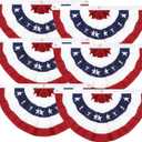 1.5x3Ft 4th of July Decorations Patriotic Decorations Outdoor USA Pleated Fan Bunting Stars and Stripes Banner Fourth of July Veterans Labor Memorial Day Red White and Blue Decor 6Pack