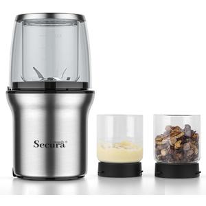 Secura Brands Coffee Grinder Electric Spice Herb Seeds Grinder with Two Glass Bowl, Dry and Wet Grinder