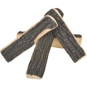 Skyflame 4pcs Fireplace Ceramic Wood Logs Gas Heat Resistant Realistic Artificial Stackable Decoration Logs, All Types Indoor or Outdoor Fireplace and Fire Pit, Clean Burning Accessories