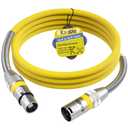 XLR to XLR Cable 6 Feet, Premium Microphone Cable, Heavy Duty 22AWG OFC, 3-Pin Shielded, Zinc Alloy Connectors, Metal Spring SR, Yellow