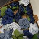 Ling's Moment Artificial Flowers, 25Pcs 3" Roses in Dusty Blue Shades, Realistic DIY Foam Floral Decor for Wedding Bouquets/Centerpieces, Outdoor Party Backdrops, Room/Table, and Garden/Pot Decoration