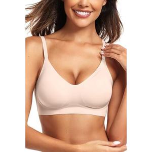 Vertvie Womens Seamless Jelly Bras No Underwire Comfort Push Up Bras Buttery Soft Wireless Bralette Full Coverage Sports Bra, Size: L