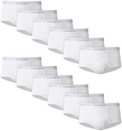 Hanes Men's Underwear Brief Pack, Full Rise Cotton Briefs, Moisture-Wicking Underwear, White, Multi-pack Medium