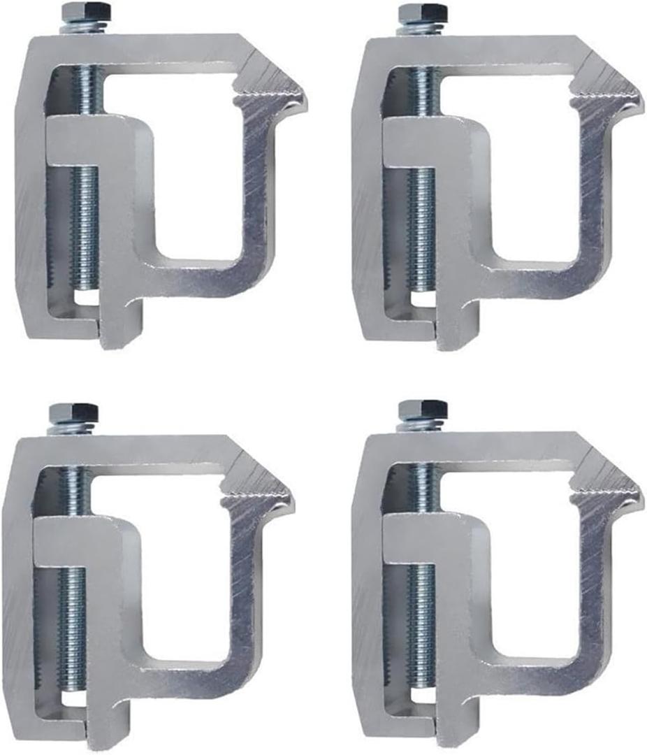 New Pack of 4 Heavy Duty Aluminum Alloy Black Truck Bed Cap Mounting Clamps Fit Chevy/GMC/Dodge/Toyota/Ford/Nissan & More Pickup, No Drill Bolt-On Clips for Tonneau Cover Camper Topper Shell, Silver