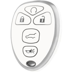 for Chevrolet Key Fob Cover, Soft TPU Protection Car Key Case Compatible with Chevy Suburban Tahoe Traverse Buick Enclave Cadillac Escalade GMC Acadia Yukon Smart Car Key Fob (Silver White)