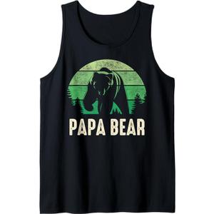 Papa Bear Tank Top Green Retro Mens gift Tank Top XL
