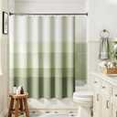 jinchan Ombre Forest Green Striped Shower Curtain Waterproof Fabric Bathroom Decor Minimalist Design Modern Neutral Gradual Color Water Resistant with 12 Metal Hooks 70x60 Inches