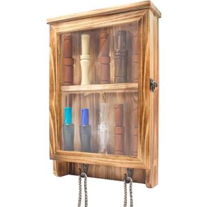 for Duck Call and Lanyard Display Rack - Storage Case for 10 Duck Calls and 2 Duck Hunting Call Lanyards, Wall Mount Visible Duck Whistle Holder Shadow Box for Home Decoration, Wooden, 15.3"x9.8"