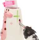 Hamster Water Bottle Small Animal Standing Water Dispenser Ceramic Base Cage Hanging Water Feeding Bottles Auto Dispenser for Hamster Guinea Pig Squirrel Rabbit Hedgehog (Pink)