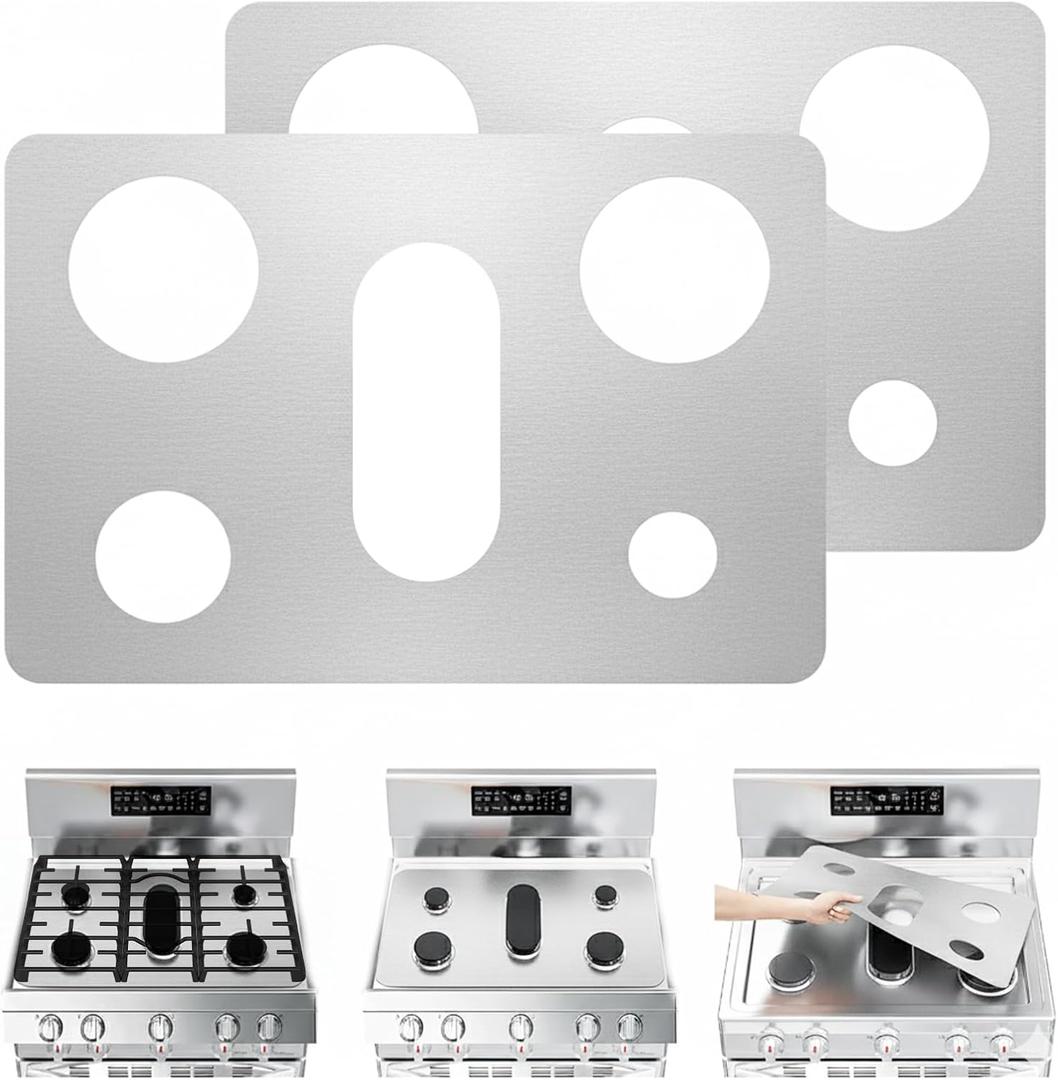 2 PCS Stove Cover Stove Top Protector, Compatible with Samsung and LG Gas Stove Range,For Model LGLDG4315 LGLRG4115 LGLRG4113 LGLDG4313 LRGL5821 LRGL5825 LRGL5925 LSGL6335DF(0.2MM Thickness, Silvery)