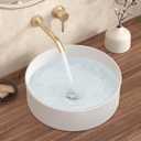 KES Bathroom Vessel Sink, Bowl Sink for Bathrooms 15.8 Inch Sink Bowl for Bathroom Vanity, Bathroom Sinks Above Counter RV Bathroom Countertop Round Ceramic White, BVSC138