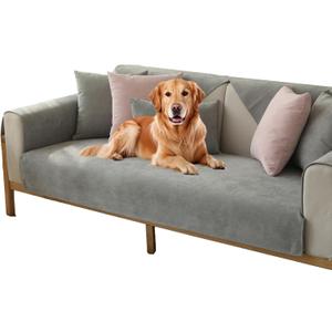 Sofa Cover - Super Soft Waterproof Chenille Slipcover, Universal Stretchable Anti-Slip Sectional Couch Cover, Furniture Protector for Pet Owners（Elegant Grey，90 * 210）