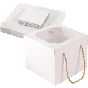 10 pcs 6x6x6 Inch Small Cake Box with Window, Bakery Pastry Cookie Boxes, Mini Pie for Pastry,Dessert,Strawberries,Chocolates, Cupcakes (10)