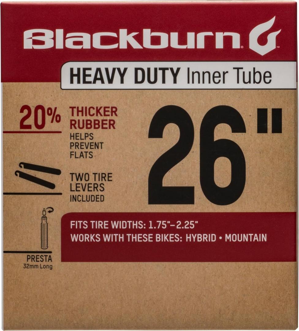 Blackburn 26" x 1.75-2.25" Presta Heavy Duty Bicycle Inner Tube with tire levers