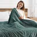 Electric Blanket Full Green Heated Blanket 72''X84'', Ultra Soft Silky Flannel Heating Blanket with 5 Heat Levels & 10 Hrs Timer, ETL Certified & Overheat Protection, Gifts for Grandma(Hunter Green)