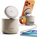 MFI Certified by Apple, 4 in 1 Magsafe Wireless Charging Station, Qi2 15W Magsafe Charger for iPhone 17/16/15/14/13/12 Series, iWatch, Airpods, iPad, 65W Charger Included (Sand, 4 in 1)