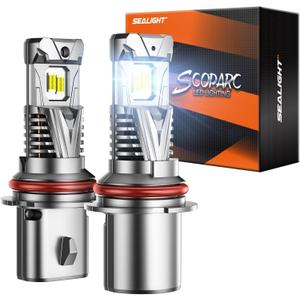 SEALIGHT 9004 Headlight Bulb, 60000LM 900% Super Brighter, With 25000RPM Powerful Cooling Fan, 6500K Hi/Low Beam, 10 Years Lifespan Pack of 2