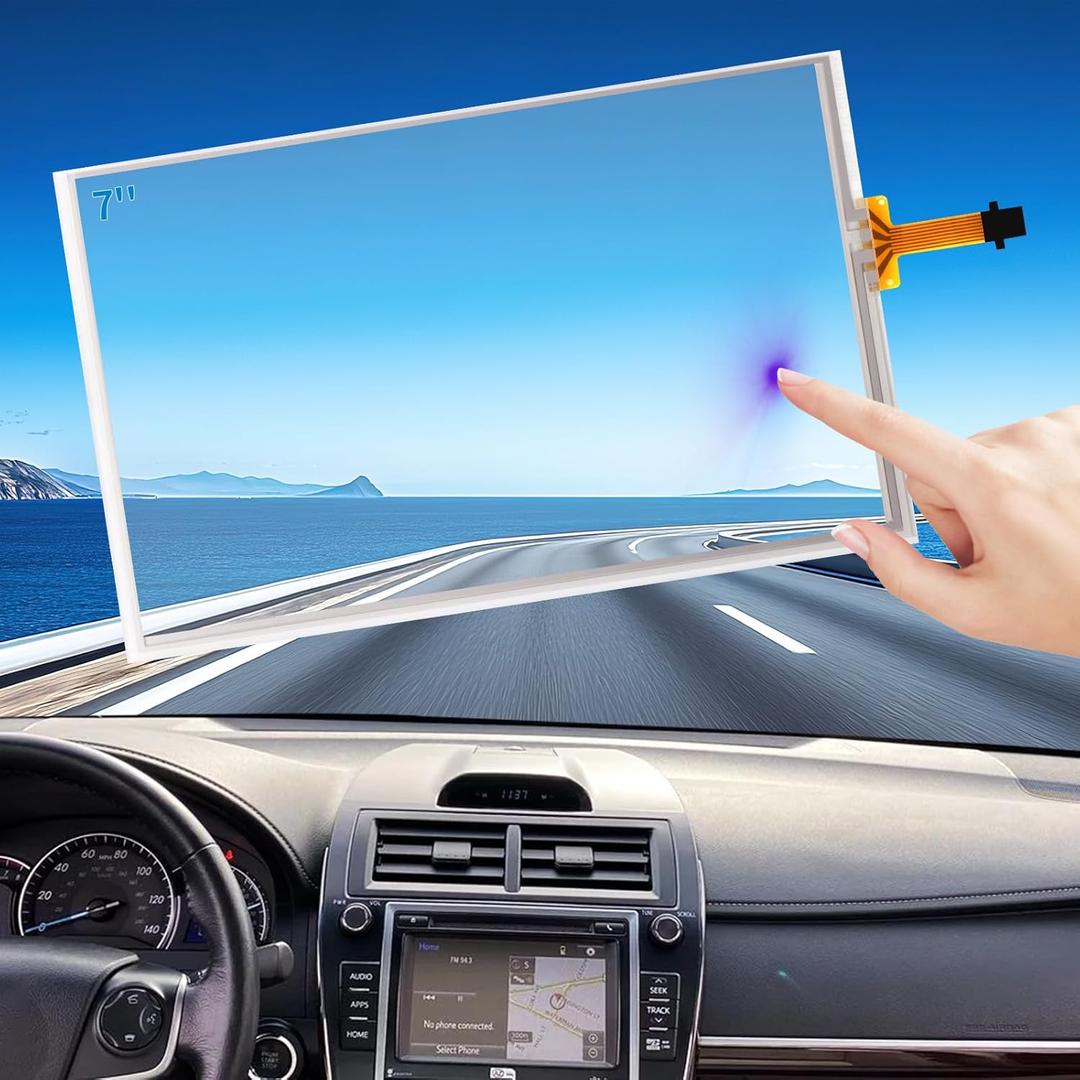 7" 12 Pin Touch Screen Digitizer Replacement for Toyota Camry 2014 Radio Screen, Touchscreen for 100201 100202 86100-06300 86804-06160 OEM Navigation System Ultra-Sensitive Glass Panel