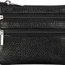 Women's Genuine Leather Coin Purse Mini Pouch Change Wallet with Keychain