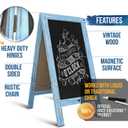 A Frame Chalkboard by HBCY Creations: 40x20 Solid Wood A-Frame Sign Robin Blue Double-Sided Magnetic Board, Chalkboard Menu Board, for Restaurants, Cafs, Weddings - Heavy Duty Hinges