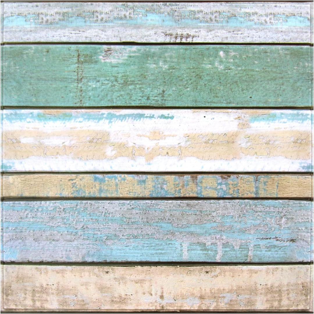 Commomy Faux Wood 3D Wall Sticker Tiles - 10 Pcs 11.8"x11.8" Peel and Stick Wood Tiles Ultralight PVC Wall Paneling for Bedroom, Bathroom, Kitchen Backsplash, Farmhouse Interior Decor