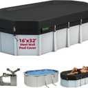 QH.HOME 550D 16x32 Ft Oval Winter Pool Cover Tear Resistant Thick Fabric