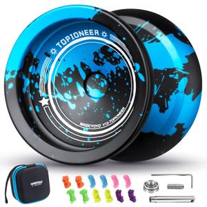MAGICYOYO V12 Finger Spin Yoyo Professional Responsive Yoyo for Kids Beginners, Unresponsive Yoyo for Advanced Player, Professional yoyo for Hook Finger Spinning Tricks - Black Blue