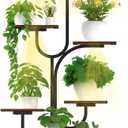 Indoor Plant Stand with Grow Light, 8-Tier U-Shaped Space-Saving Corner Plant Stand, Multi-Size Metal Plant Rack for Home and Balcony Decor
