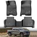 TPE Automotive Floor Mats Custom for 2023-2026 Chevy Colorado & GMC Canyon Crew Cab, All Weather Cover Protection Waterproof Black Floor Liner Front & Rear Row Full Set Car Mats, 3PCS