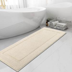 SHACOS Super Soft Bathroom Rugs 24"x60" Long Bath Mats Runner Non Slip Washable Absorbent Bath Rugs Carpets for Bathroom Floor Tub Shower Vanity Sink Home Decor Accessories, Light Beige 2'x5'