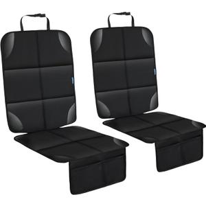 Car Seat Protector for Child Carseat, 2 Pack Protect Car Seat Cover for Baby with Thickest Padding and Non-Slip Padded Backing Mesh Pockets Kids Pets Car Back Seat Protectors (Black)
