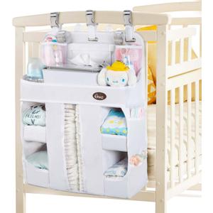 HHZ XL Hanging Diaper Caddy Organizer Sturdy and Durable Baby Organizer  Diaper Stacker for Changing Table, Crib, Playard or Wall & Nursery Organization White