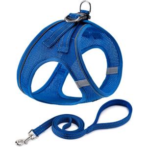 BOOMIBOO Dog Harness with Leash Set, No Pull Adjustable Reflective Step-in Puppy Pet Vest Harnesses for Small Medium Large Dogs and Cats, Blue M