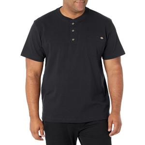 Dickies Men's Heavyweight Henley (3X-Large Tall, Black)