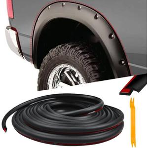 Truck Fender Flares Edge Trim - Car Rubber Seal for Wheel Wells - Universal Fit, Automotive Rubber Trim Adhesive T-Style, 33Feet