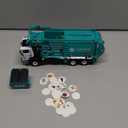 FUBARBAR Metal Garbage Truck Toy Model  1:43 Diecast Recycling Waste Transport Truck with Trash Bin, Pull Back Model Car Toy for Kids Boys (Blue)