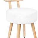 Rattan Dining Chair, Kitchen Dining Room Chairs, Mid Century Modern Boucle Chair, Stylish Upholstered Wood Accent Chair, Cute Sherpa Chair, Living Room Bar Stool Chair, Boho Makeup Vanity Chair, 1 Pc, 17.3 Inches X 17.7 Inches X 23.5 Inches