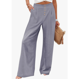 Linen Pants for Women Casual High Waist Wide Leg Pants Business Work Trousers Summer Straight Leg Trousers Loose Pant, XL