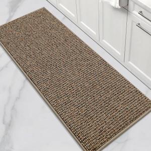 BEQHAUSE Kitchen Runner Rugs 24"x60", Non-Slip Kitchen Mats for Floor, Super Absorbent and Stain Resistant Kitchen Rug, Machine Washable Rugs for Kitchen, Hallway, Laundry & Sink, Taupe