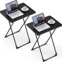 Kitsure TV Tray - Foldable TV Trays Set of 2 with Corner Stabilizers, Waterproof & Scratch-Resistant TV Dinner Tray Table for Living Room, Bedroom, Office, Picnic, 16.9"13.0"24.2", Black