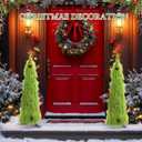 3 ft Lime Green Furry Christmas Tree Decoration Artificial Whimsical Mini Christmas Tree and Star Topper and Ball Ornaments Small Tabletop Decor for Xmas Living Room Table Decoration