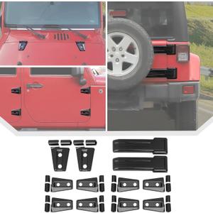 JeCar 12PCS Full Set Black Carbon Fiber Door Hinge Cover Trim Kit Fit for 2007-2018 Jeep Wrangler JK JKU Door Hinge Covers & Hood Hinge Covers & Tailgate Hinge Covers