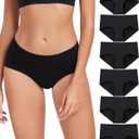 wirarpa Women's Underwear Cotton Hipster Panties Ladies Panties 6 Pack (Regular & Plus Size) (Large, Black)