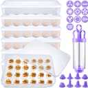 Maxcheck 6 Pack 144 Count Deviled Egg Containers with Lid and 3 Set Deviled Egg Injector Piping Tool Clear Plastic Organizer for Refrigerator Stackable Dispenser Carrier Tray for Easter Thanksgiving