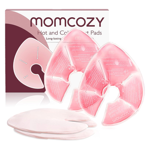 Momcozy Larger Breast Therapy Packs, Hot and Cold Breast Pads with 2 Soft Covers, Breastfeeding Essentials, Postpartum Recovery, 2 Pack, Pink
